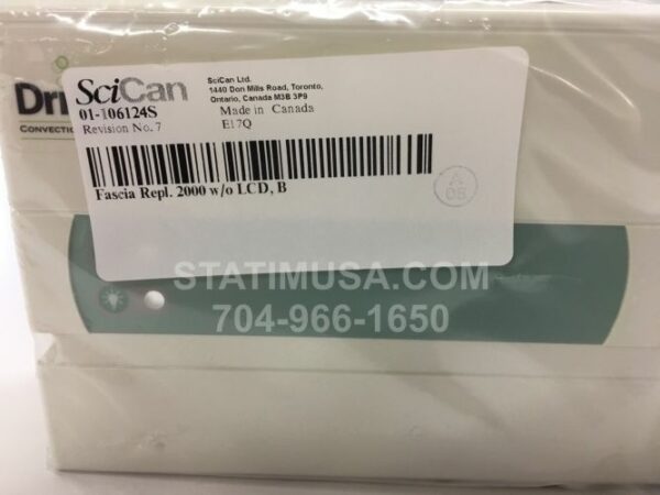 This is the product label of a Scican Statim 2000 Facia W/out LCD OEM 01-106124S