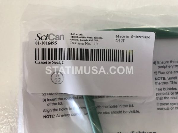 SciCan Statim G4 5000 Cassette Seal and Lube Kit Label