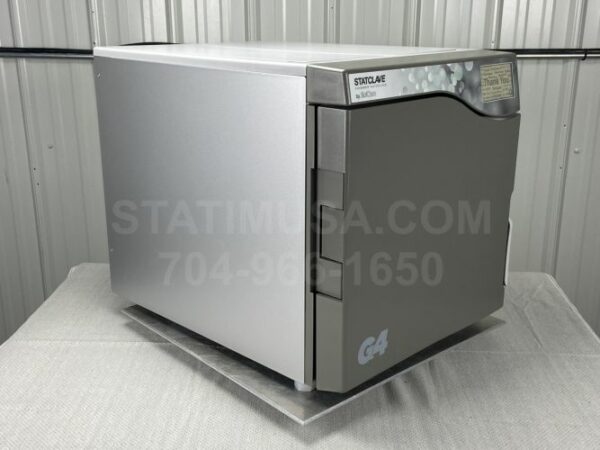 This is the front right view of a Scican Statclave G4 autoclave.