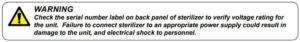 Another way to verify proper voltage safety warning on the Ritter Midmark m9 m9d and m11 autoclaves