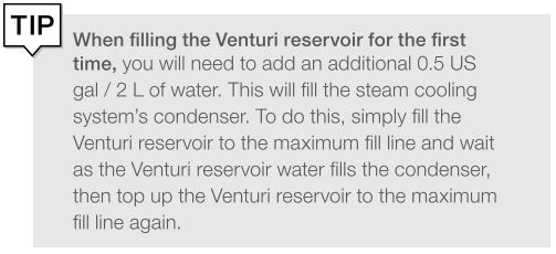 A tip for filling the venturi reservoir the first time on a scican statclave g4