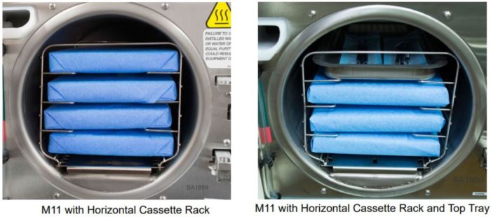 Two of the possible pouch configurations for the Midmark M11 Self-Contained Steam Sterilizer