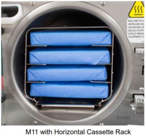 Horizontal Cassette Rack configuration for the Midmark M11 Self-Contained Steam Sterilizer