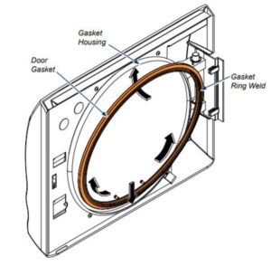 Step 3 of replacing a Midmark M9 or M11 door gasket