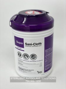 Container of 160 Super Sani-Cloth Germicidal Disposable Wipes.