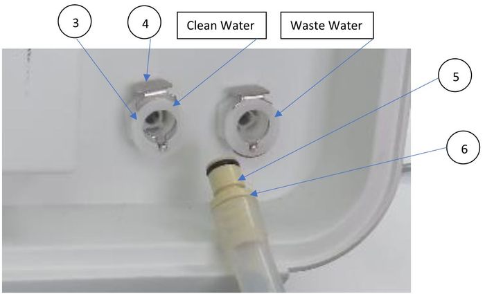 How to connect to the mineral-free and waste-water reservoirs on the Tuttnauer T-Edge Steam Sterilizer