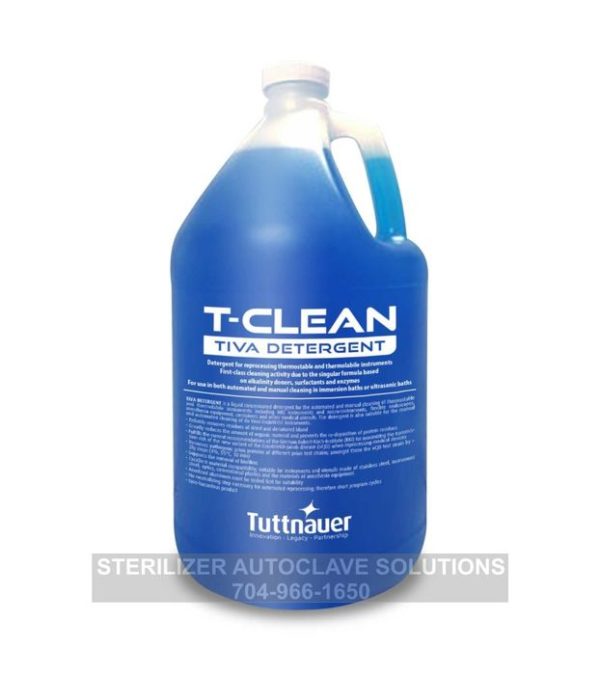 This is the front of a 4 liter bottle of Tuttnauer T-Clean Tiva Detergent