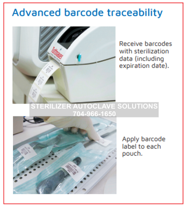 This shows the capabilities for advanced barcode traceability with the Tuttnauer T-Edge Chamber Autoclave