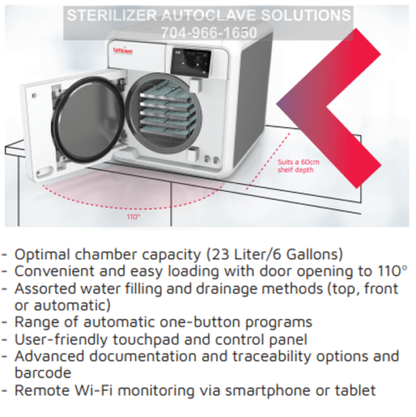 This shows some of the features of the Tuttnauer T-Edge Chamber Autoclave