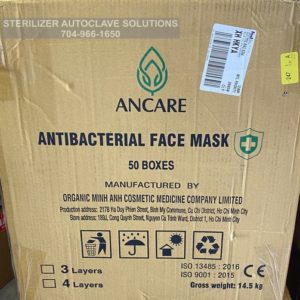 This is a case of 2500 of Ancare Medical surgical grade 3-ply antibacterial face masks.