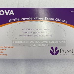 This is the top of a box of Large Size Nova Nitrile Exam Gloves.