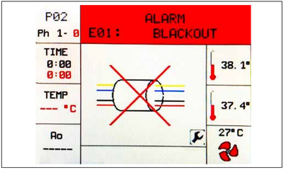 This is the Tuttnauer Tiva 2 display screen showing an alarm message