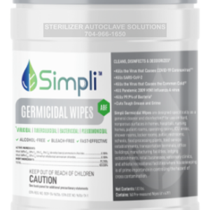 This is a cannister of MBS Simpli Germicidal Wipes ABF