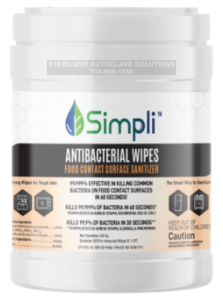 This is a cannister of MBS Simpli Antibacterial Wipes