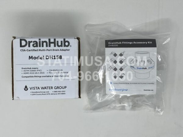 These are the parts that come in the box for a SciCan VistaHub Drain Hub 8 Hole Complete OEM DH158-82.