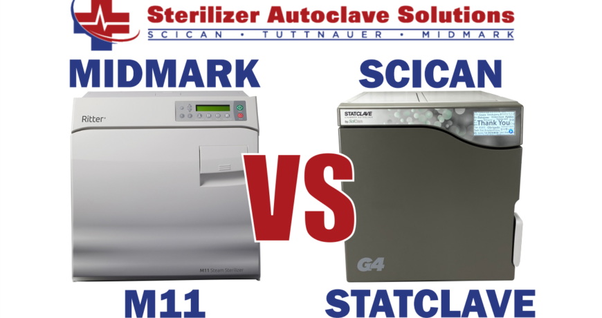 This article explains the difference between a Midmark M11 autoclave and a Scican StatClave G4 autoclave.