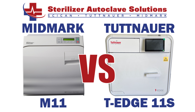 This article explains the difference between a Midmark M11 autoclave and a Tuttnauer T-Edge 11S autoclave.