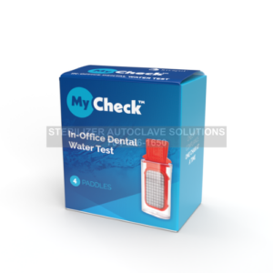 This is a box of Sterisil MyCheck In-Office Dental water testing kits.