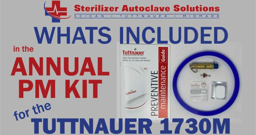 This article explains and shows all the parts included in a Tuttnauer 1730M autoclave Annual Preventive Maintenance Kit.