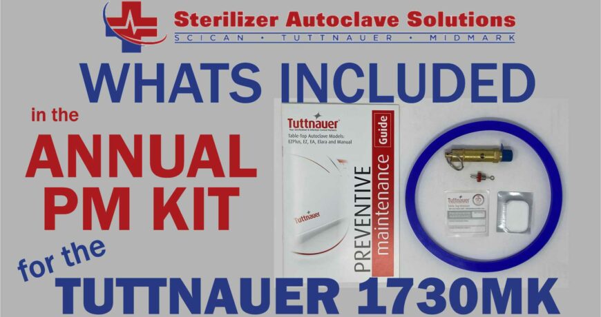 This article explains and shows all the parts included in a Tuttnauer 1730MK autoclave Annual Preventive Maintenance Kit.