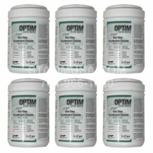 This is a 6 pack of Optim 33TB cleaner disinfectan 6" x 7" wipes.