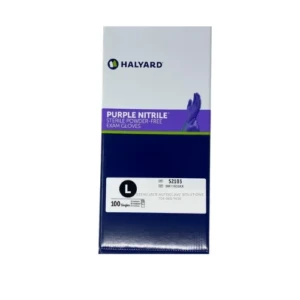 This is a 100 count box of Halyard Large Purple Sterile gloves 52103.