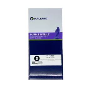 This is a 100 count box of Halyard Small Purple Sterile gloves 52101.