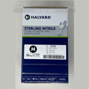 This is a box of 50 pair of Halyard Medium Sterling Sterile gloves 53131
