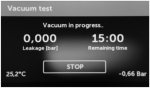 The vacuum cycle start screen of the Enbo S