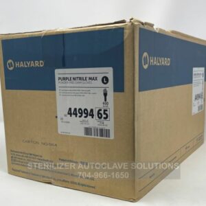 This is a case of 400 Large Halyard Purple Max Nitrile Exam gloves 44994