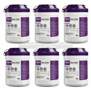 6 cans of PDI 6” x 7” Super Sani-Cloth Disposable Disinfectant Wipes.