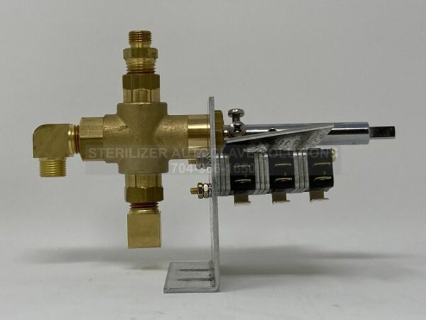 This is a Tuttnauer 1730MKV Multivalve w Switch – Long Shaft OEM CMT173-0002 left side view.
