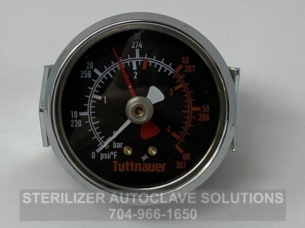 Tuttnauer Pressure Gauge 0-60 PSI w/Max Point OEM 02300011 front view