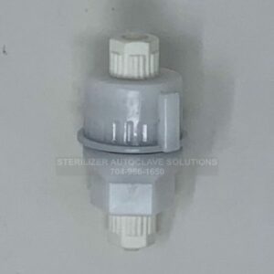 This is the side view of a Tuttnauer Water Filter Plastic Use w Ulka Pump OEM FIL175-0020