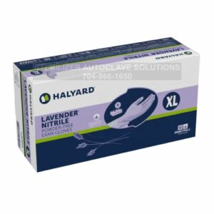 This is a 230 count box of Halyard X-Large Lavender Nitrile exam gloves 52820