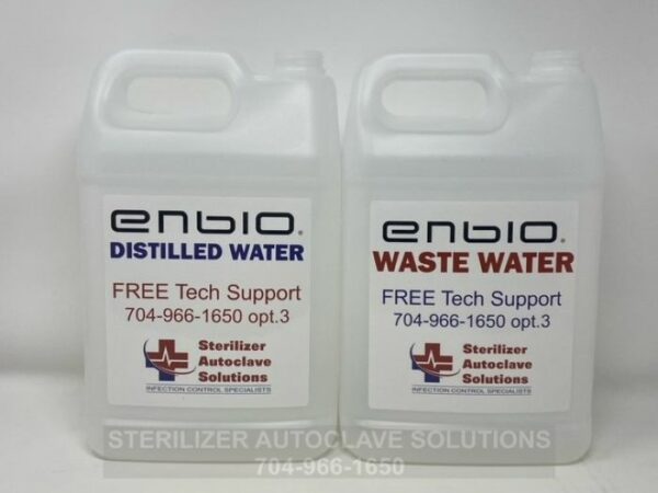 This is an Enbio S distilled and waste water bottles set.
