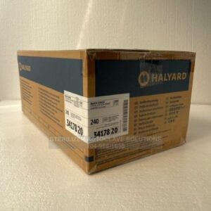 This is a case of 240 24x24 Halyard H100 Quick Check Sterilization Wrap 34178