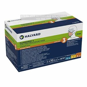 This is a box of 40 Orange Halyard Level 3 Fog-Free Procedure Masks 28797