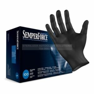 Box of 100 Small SemperForce Black Nitrile Exam Gloves BKNF102