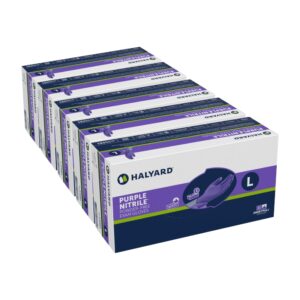 5 BOXES of 100 LARGE Halyard Purple Nitrile Exam Gloves 55083.