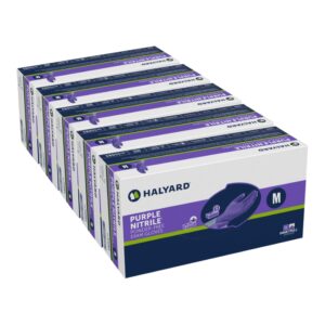 5 BOXES of 100 MEDIUM Halyard Purple Nitrile Exam Gloves 55082.