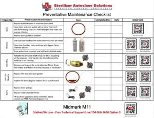 Midmark M11 PM Kit Checklist