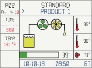 This is the screen displayed when the first product enters the Tiva 8-L cycle.