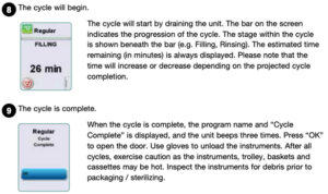 These are the 8th and 9th activation steps of the SciCan Hydrim L110W G4.