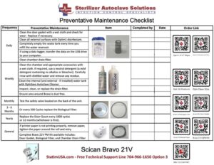 This is the SciCan Bravo 21V PM Checklist.