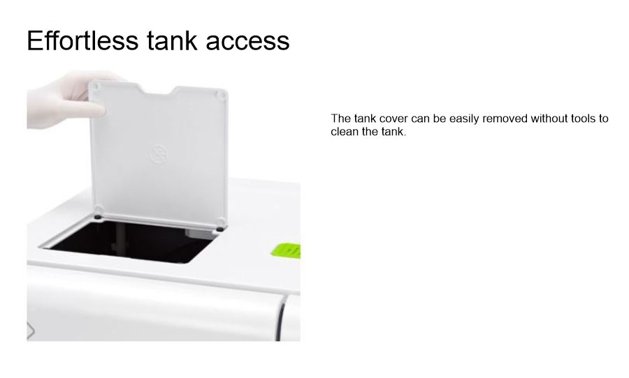The W&H Lexa Plus sterilizer was designed with effortless tank access