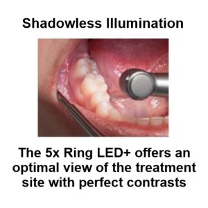 The 5x Ring LED+ offers an optimal view of the treatment site with perfect contrasts.