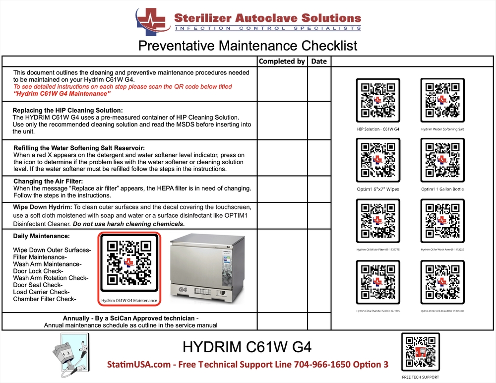 This is the Hydrim C61W G4 PM Checklist.
