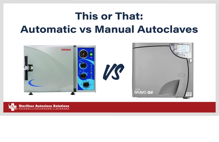 This graphic shows that this blog is about This or That: Automatic vs Manual autocalves.