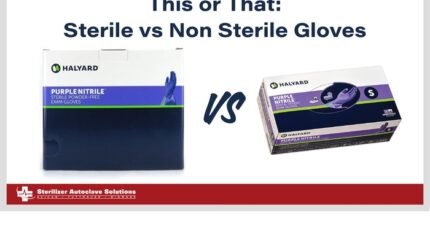 This is a thumbnail graphic that shows that this blog is about a comparison of "This or That: Sterile vs Non Sterile Gloves."